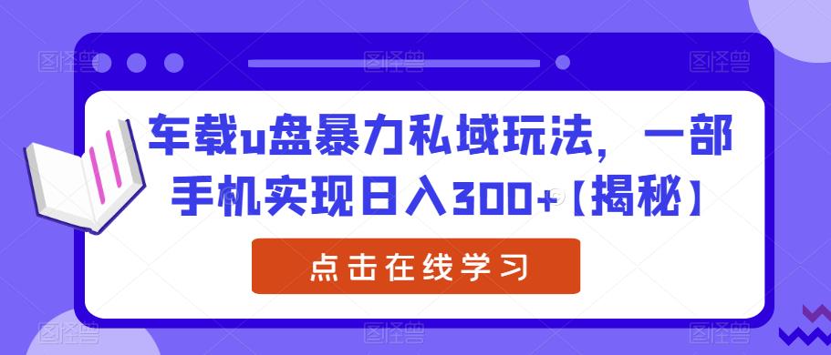 车载u盘暴力私域玩法，一部手机实现日入300+【揭秘】-中创网_分享创业资讯_网络项目资源