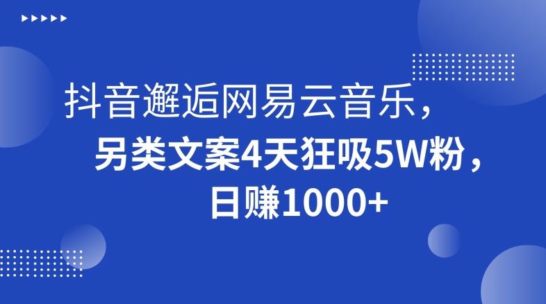 抖音邂逅网易云音乐，另类文案4天狂吸5W粉，日赚1000+【揭秘】-中创网_分享创业资讯_网络项目资源