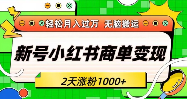 新号小红书商单变现接单到手软轻松月入过万2天涨粉1000+无脑搬运长期稳定-中创网_分享创业资讯_网络项目资源