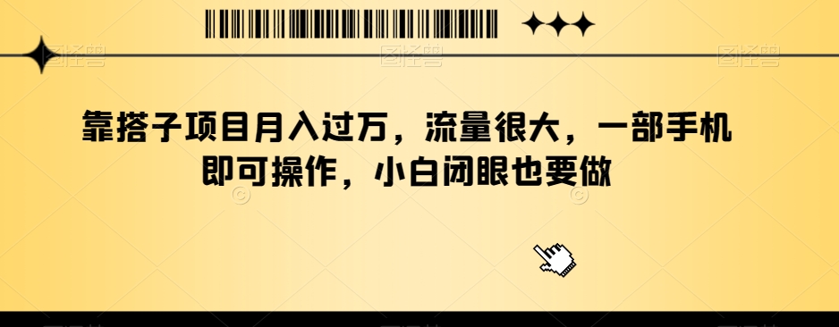 靠搭子项目月入过万，流量很大，一部手机即可操作，小白闭眼也要做-中创网_分享创业资讯_网络项目资源