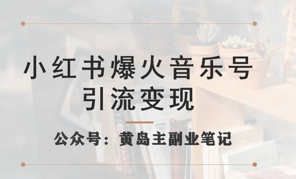 小红书爆火音乐号引流变现项目，视频版一条龙实操玩法分享给你-中创网_分享创业资讯_网络项目资源