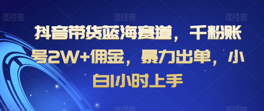 抖音带货蓝海赛道，千粉账号2W+佣金，暴力出单，小白1小时上手【揭秘】-中创网_分享创业资讯_网络项目资源