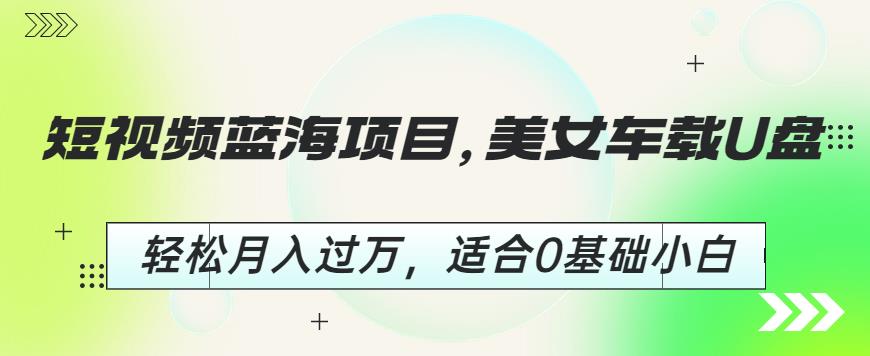 短视频蓝海项目，美女车载U盘，轻松月入过万，适合0基础小白【揭秘】-中创网_分享创业资讯_网络项目资源