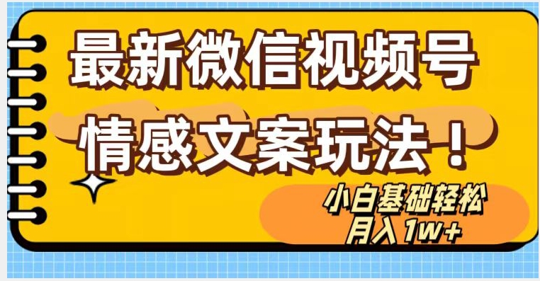 视频号情感文案全新游戏玩法，新手轻轻松松月入1万 没脑子运送【揭密】-中创网_分享创业资讯_网络项目资源