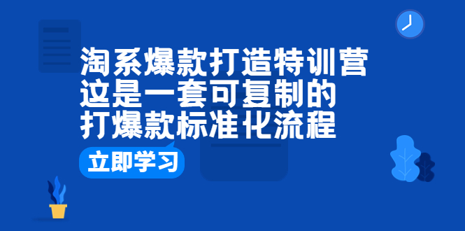 淘系爆款打造特训营：这是一套可复制的打爆款标准化流程-中创网_分享创业资讯_网络项目资源