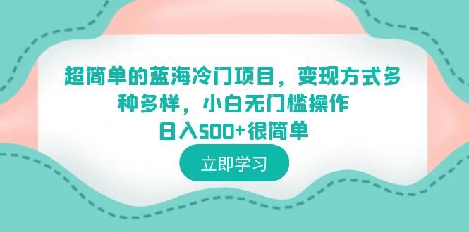 超简单的蓝海冷门项目，变现方式多种多样，小白无门槛操作日入500+很简单-中创网_分享创业资讯_网络项目资源