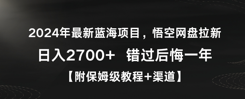 2024年最新蓝海项目，悟空网盘拉新，日入2700+错过后悔一年【附保姆级教程+渠道】【揭秘】-中创网_分享创业资讯_网络项目资源