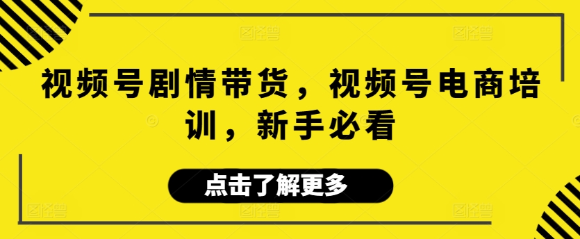 视频号剧情带货，视频号电商培训，新手必看-中创网_分享创业资讯_网络项目资源