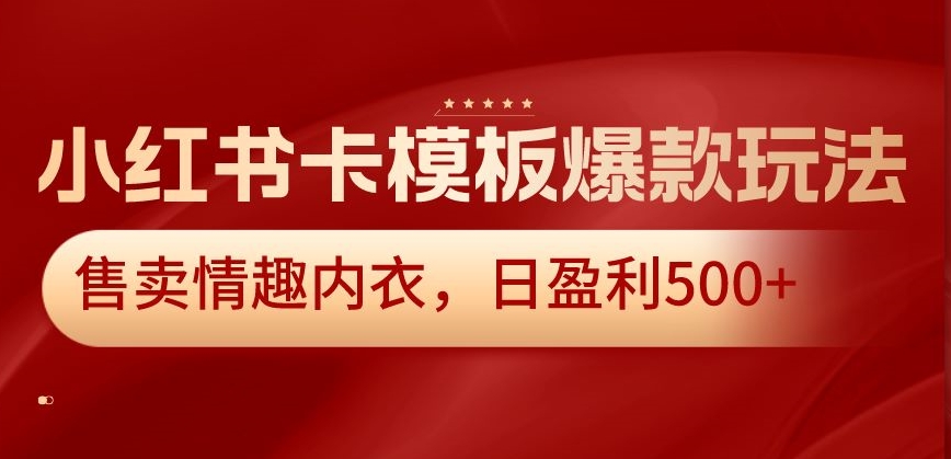 小红书卡模板爆款玩法，售卖情趣内衣，日盈利500+【揭秘】-中创网_分享创业资讯_网络项目资源