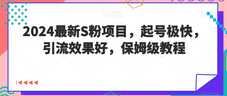 2024最新S粉项目，起号极快，引流效果好，保姆级教程-中创网_分享创业资讯_网络项目资源