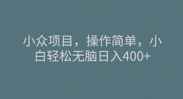 冷门新项目，使用方便，新手轻轻松松没脑子日入400-暖阳网-优质付费教程和创业项目大全-中创网_分享创业资讯_网络项目资源