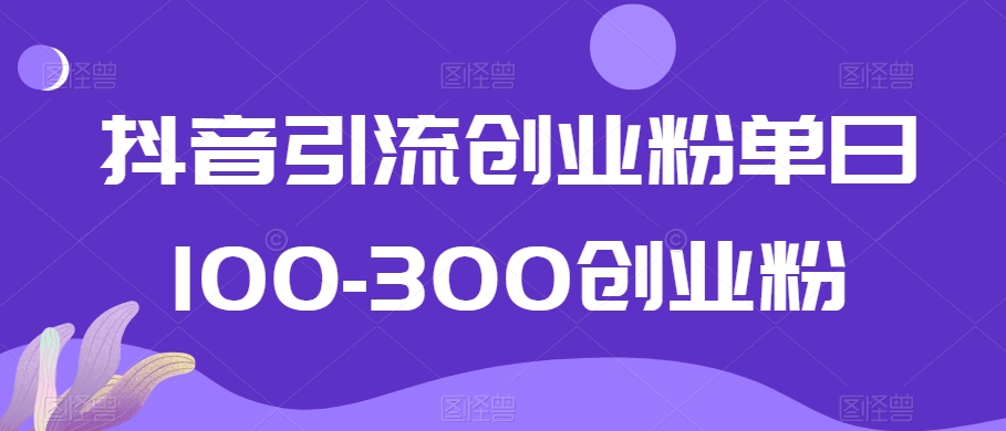 抖音引流创业粉单日100-300创业粉【揭秘】-中创网_分享创业资讯_网络项目资源