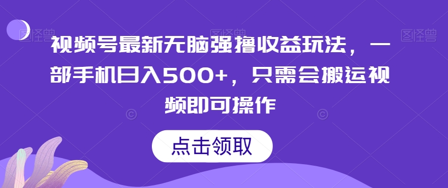 视频号最新无脑强撸收益玩法，一部手机日入500+，只需会搬运视频即可操作-暖阳网-优质付费教程和创业项目大全-星仔副业