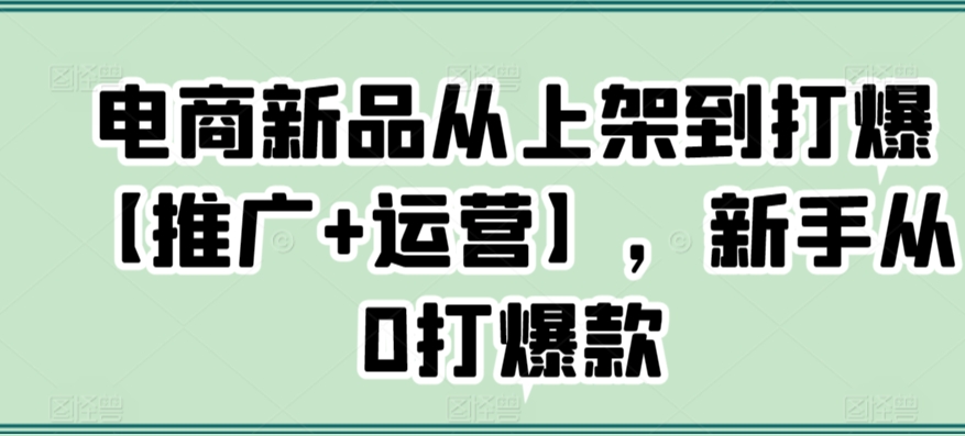 电商新品从上架到打爆【推广+运营】，新手从0打爆款-中创网_分享创业资讯_网络项目资源