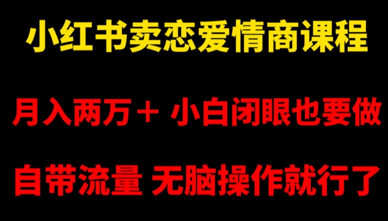 小红书卖恋爱情商课程，月入两万＋，小白闭眼也要做，自带流量，无脑操作就行了【揭秘】-中创网_分享创业资讯_网络项目资源