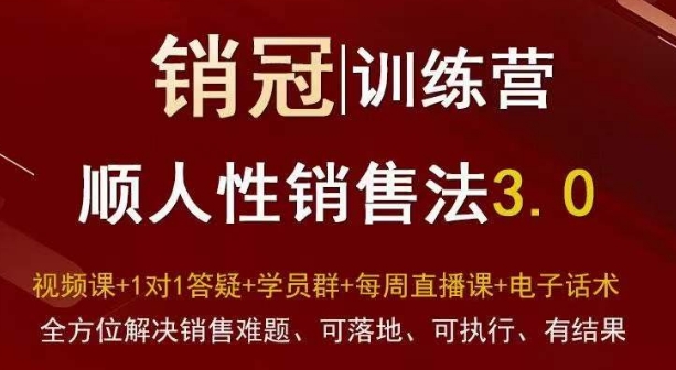 爆款！销冠训练营3.0之顺人性销售法，全方位解决销售难题、可落地、可执行、有结果-中创网_分享创业资讯_网络项目资源