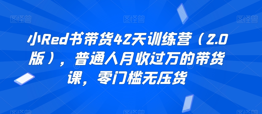 小Red书带货42天训练营（2.0版），普通人月收过万的带货课，零门槛无压货-中创网_分享创业资讯_网络项目资源