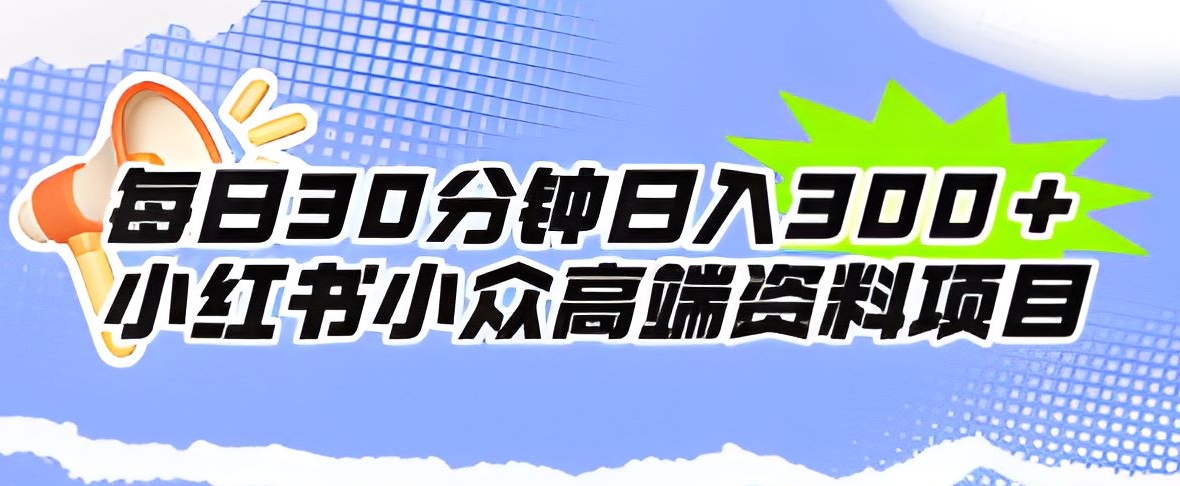 每日30min日入300＋小红书的冷门高档材料新项目-中创网_分享创业资讯_网络项目资源