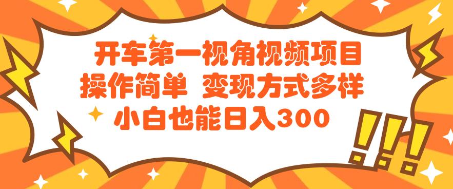 开车第一视角短视频新项目使用方便变现模式多种多样小白都能日入300-韬哥副业项目资源网