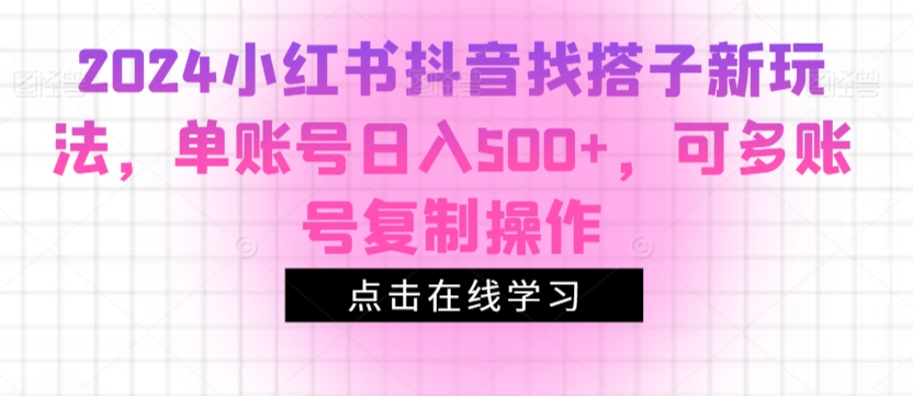 2024小红书抖音找搭子新玩法，单账号日入500+，可多账号复制操作-中创网_分享创业资讯_网络项目资源