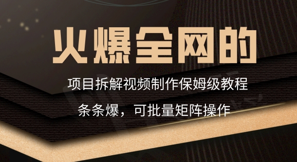 火爆全网的项目拆解类视频如何制作，条条爆，保姆级教程-中创网_分享创业资讯_网络项目资源