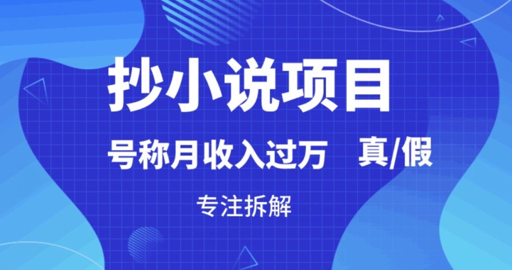 “抄小说”真的赚钱吗，到底能不能做，暴力拆解-中创网_分享创业资讯_网络项目资源