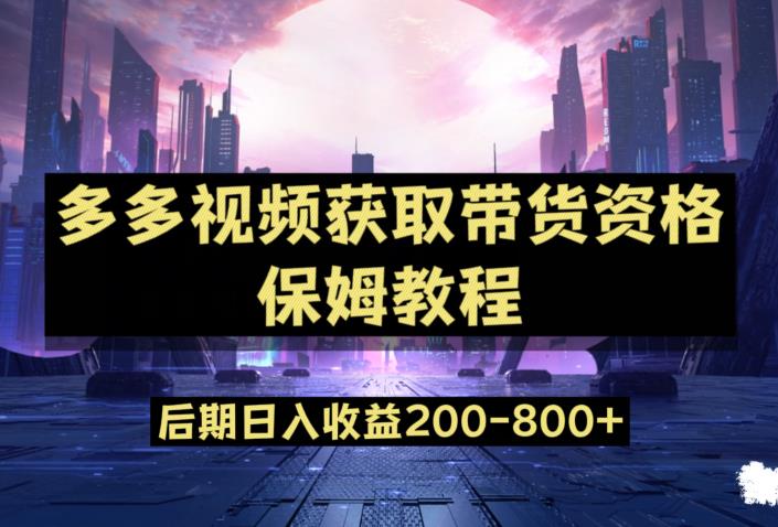 多多视频过新手指南家庭保姆及实例教程，做得好日入800 【揭密】-韬哥副业项目资源网